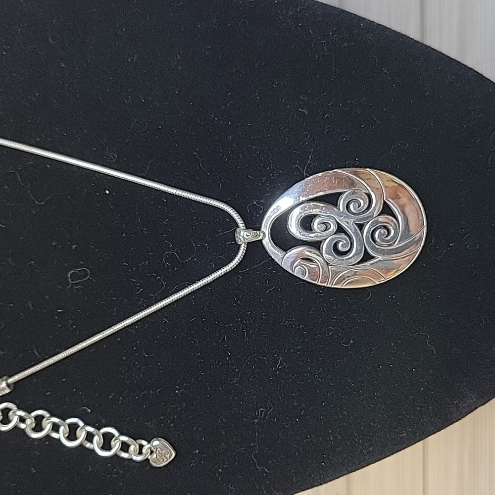 Brighton Mingle Design Necklace Silver Tone 16" Snake Chain +2" Extension